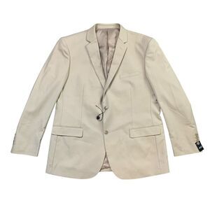 Alain Dupetit Blazer Mens 46R Beige 2 Button Tetron Blend Notch Single Breasted